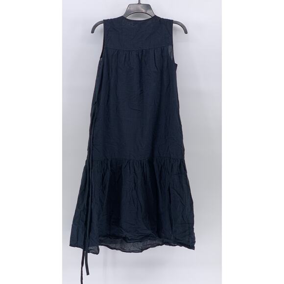 UNIQLO Women's Navy-Black Gingham Split Tie-Neck Sleeveless Belted Dress SZ XS - Picture 3 of 13